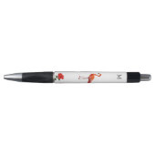 Roze flamingo, Red Hibiscus Flower & Monogram Pen (Voorkant)