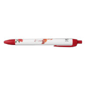 Roze flamingo, Red Hibiscus Flower & Monogram Zwarte Inkt Pen (Bodem)