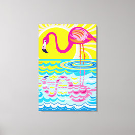 Roze Flamingo Reflectie Canvas Afdruk