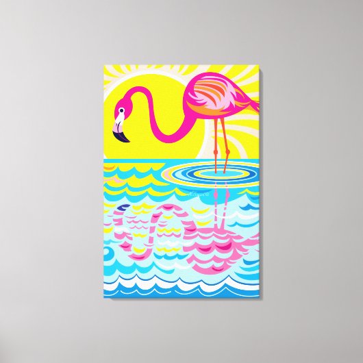 Roze Flamingo Reflectie Canvas Afdruk (Voorkant)