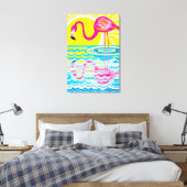 Roze Flamingo Reflectie Canvas Afdruk (Insitu (Slaapkamer))