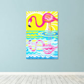 Roze Flamingo Reflectie Canvas Afdruk (Insitu (Houten vloer))