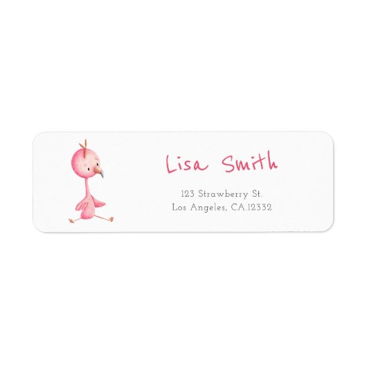 Roze Flamingo Retouradres Etiket (Voorkant)