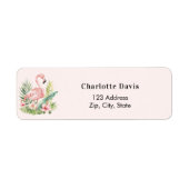 Roze flamingo retouradres etiket (Voorkant)