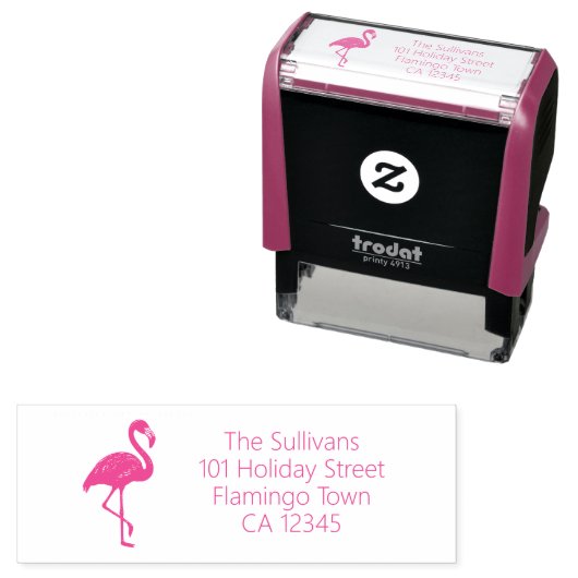 Roze Flamingo Retouradres Zelfinktende Stempel (In situ)