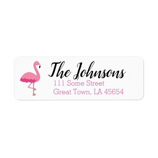 Roze Flamingo Retouradreslabels Tropisch Etiket (Voorkant)