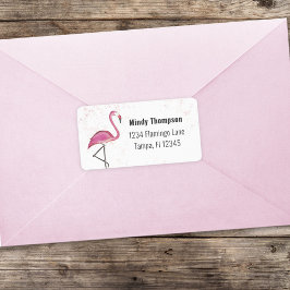 Roze Flamingo Return Address Cute Stylish Etiket