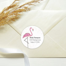 Roze Flamingo Return Address Cute Stylish