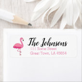 Roze Flamingo Return Address Labels Tropical (Insitu)