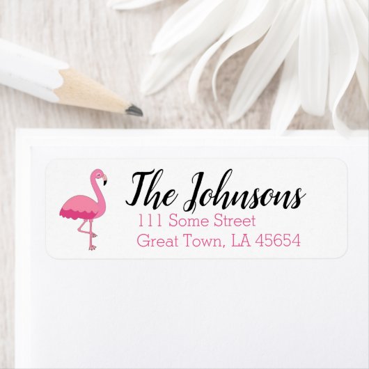 Roze Flamingo Return Address Labels Tropical (Insitu)