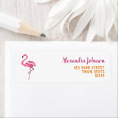 Roze Flamingo Return-adres Etiket (Insitu)