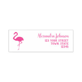 Roze Flamingo Return-adres Zelfinktende Stempel