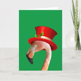 Roze Flamingo Rode Tophoed Kerstkaart Feestdagen Kaart