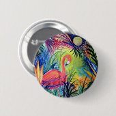Roze Flamingo Ronde Button 5,7 Cm (Voorkant /achterkant)