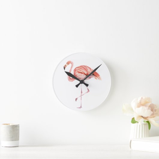 Roze Flamingo Ronde Klok (Huis)