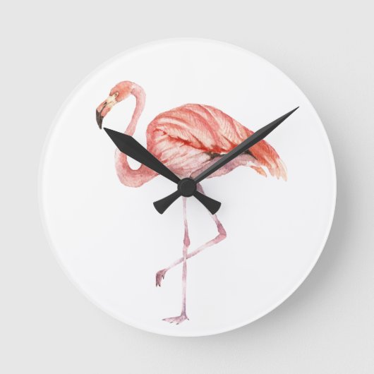 Roze Flamingo Ronde Klok (Voorkant)