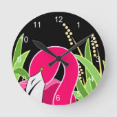 Roze Flamingo Ronde Klok (Voorkant)