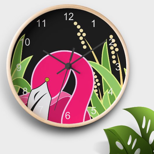 Roze Flamingo Ronde Klok
