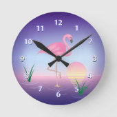 Roze Flamingo Ronde Klok (Voorkant)
