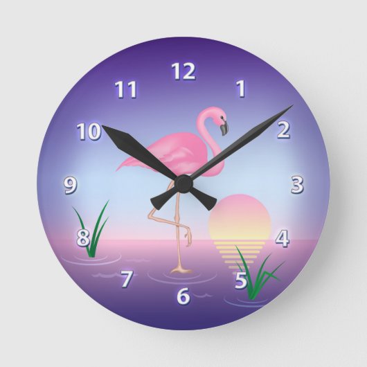 Roze Flamingo Ronde Klok (Voorkant)