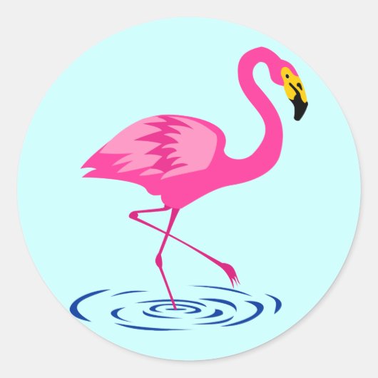 Roze Flamingo Ronde Sticker (Voorkant)