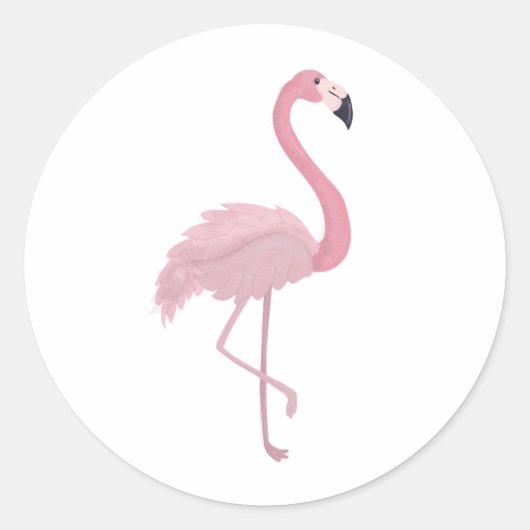 Roze Flamingo Ronde Sticker (Voorkant)