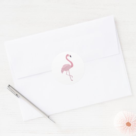 Roze Flamingo Ronde Sticker (Envelop)