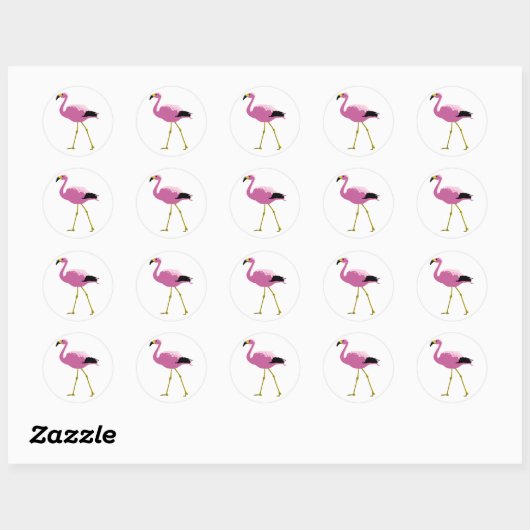 Roze Flamingo Ronde Sticker (Vel)