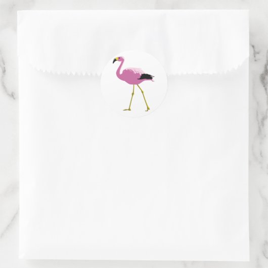 Roze Flamingo Ronde Sticker (Tas)