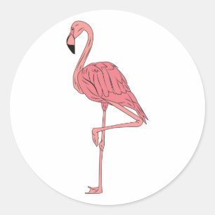 Roze Flamingo Ronde Sticker