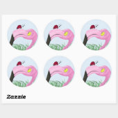  roze flamingo ronde sticker (Vel)