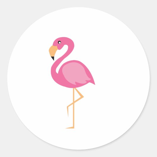 Roze Flamingo Ronde Sticker (Voorkant)