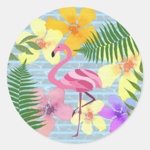 Roze Flamingo Ronde Sticker