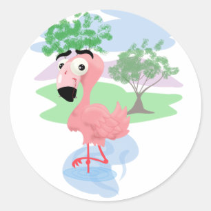 Roze Flamingo Ronde Sticker