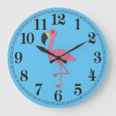 Roze Flamingo Round (Grote) wandklok (Voorkant)