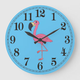 Roze Flamingo Round (Grote) wandklok