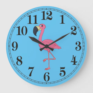 Roze Flamingo Round (Grote) wandklok