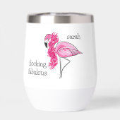 Roze Flamingo Roze Boa Flocking Fabulous Naam (Achterkant)