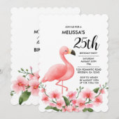 Roze Flamingo Roze Orchidee Flora 25e verjaardag Kaart (Voorkant / Achterkant)