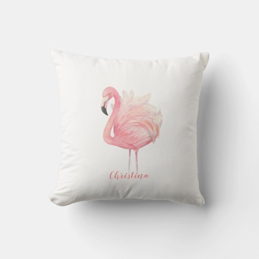 Roze flamingo, roze veren, babymeisje kussen (Voorkant)