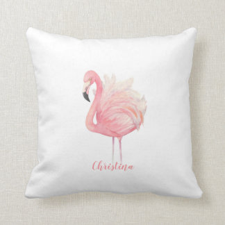 Roze flamingo, roze veren, babymeisje kussen