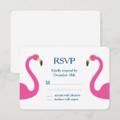 Roze Flamingo RSVP Kaartje (Voorkant / Achterkant)