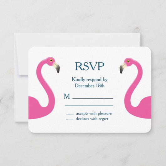 Roze Flamingo RSVP Kaartje (Voorkant)
