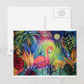 Roze Flamingo Sanibel Midnight Waterverf schildere Briefkaart (Voorkant / Achterkant)