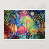 Roze Flamingo Sanibel Midnight Waterverf schildere Briefkaart (Voorkant)