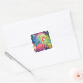 Roze Flamingo Sanibel Midnight Waterverf Schilderi Vierkante Sticker (Envelop)