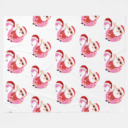 Roze flamingo Santa Claus kerstvakantie Fleece Deken (Voorkant (Horizontaal))