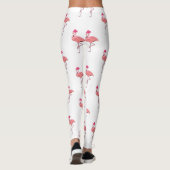 Roze Flamingo Santa Claus Patroon Leggings (Achterkant)