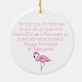 Roze Flamingo Santa gepersonaliseerd Keramisch Ornament (Achterkant)