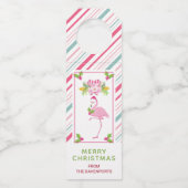Roze Flamingo Santa Hat Candy Canes and Holly Flessenhanger (Voorkant)